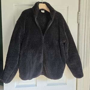 Pink Medium Sherpa Zip Up Jacket in Black